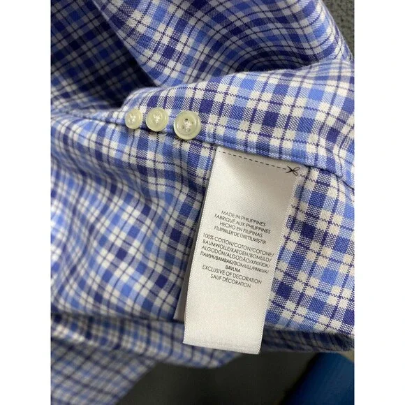 Polo Ralph Lauren Shirt Mens 2XLT Tall Blue Plaid Oxford Button Up Flesh Pony - Picture 16 of 16